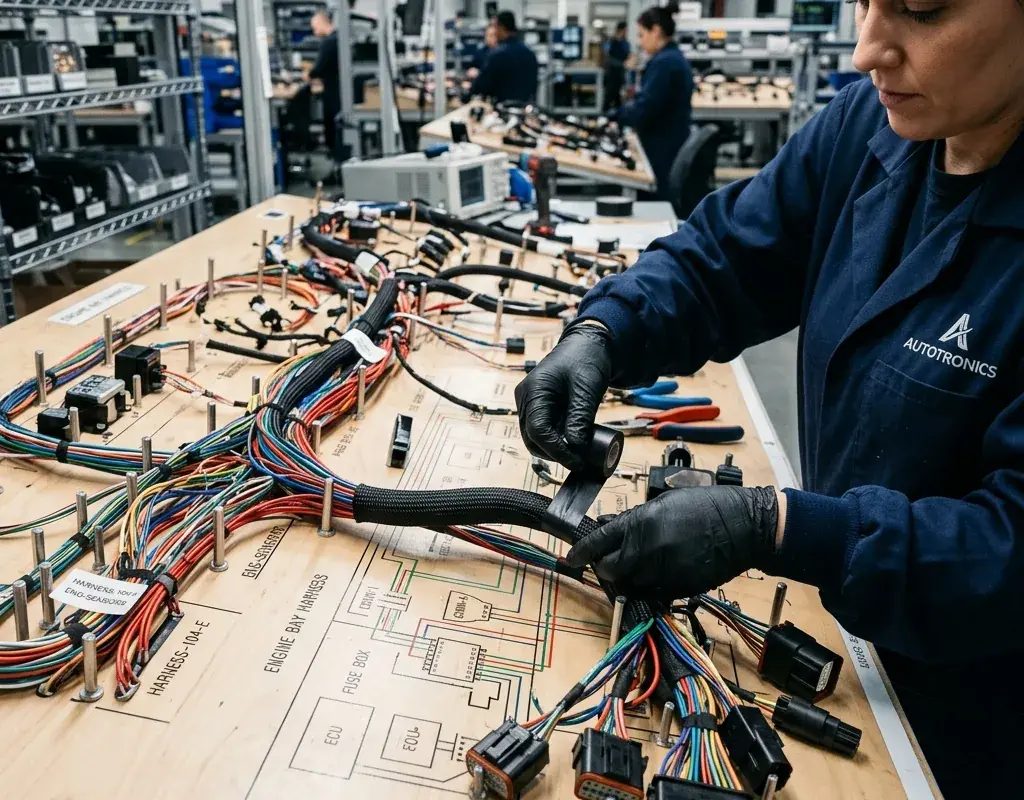 Automotive Wire Harnessing — precision electronic manufacturing at TOS Lanka's facility in Sri Lanka
