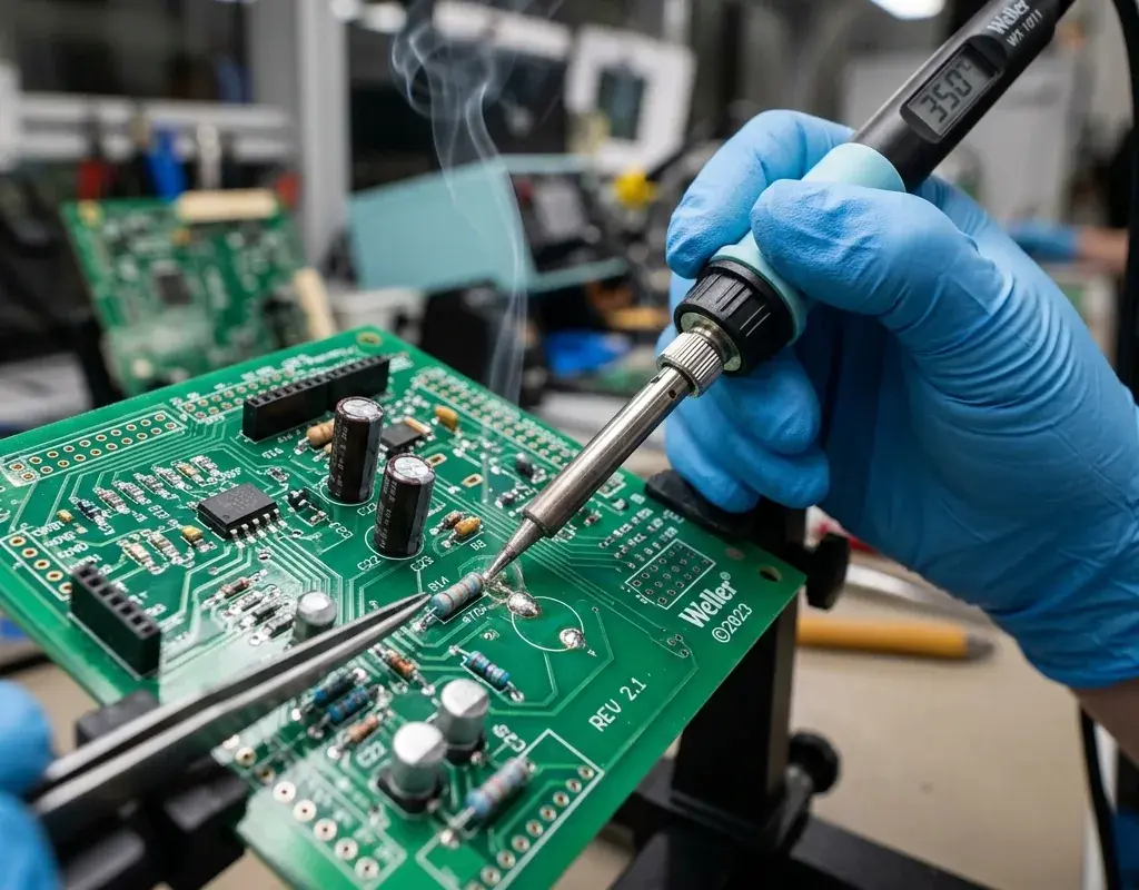 Through Hole Assembly — precision electronic manufacturing at TOS Lanka's facility in Sri Lanka